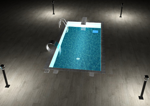 illuminazione notturna piscina con led luce bianca