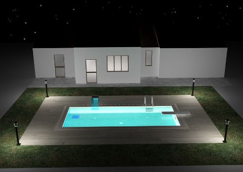 illuminazione notturna piscina con led luce bianca