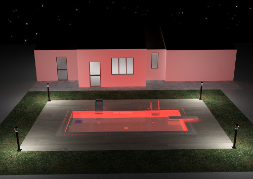illuminazione notturna piscina con led rosso
