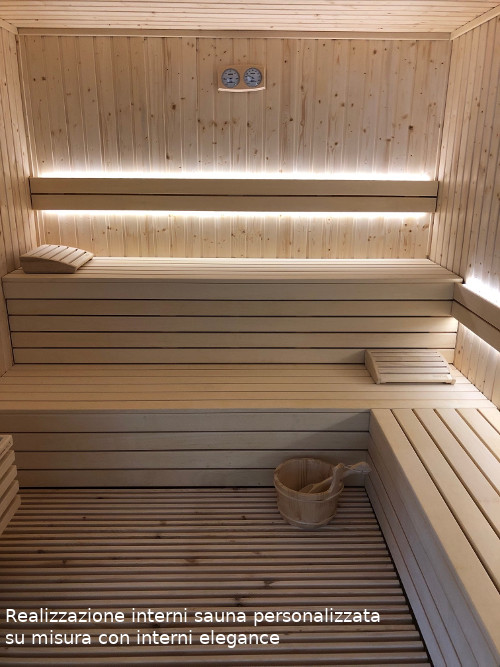 realizzazione interni sauna personalizzata su misura con interni elegance